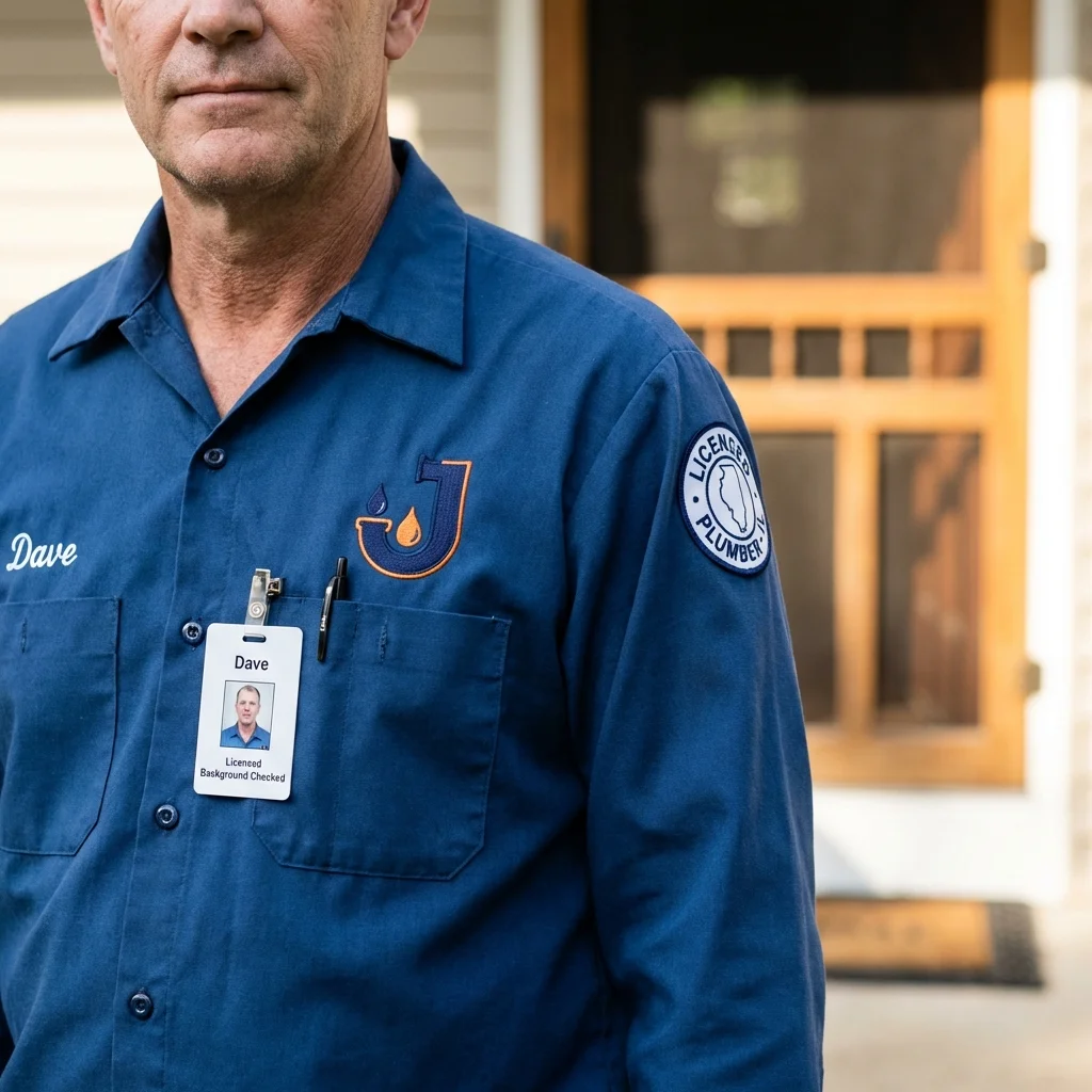 Licensed plumber showing ID badge in Port Allen, LA