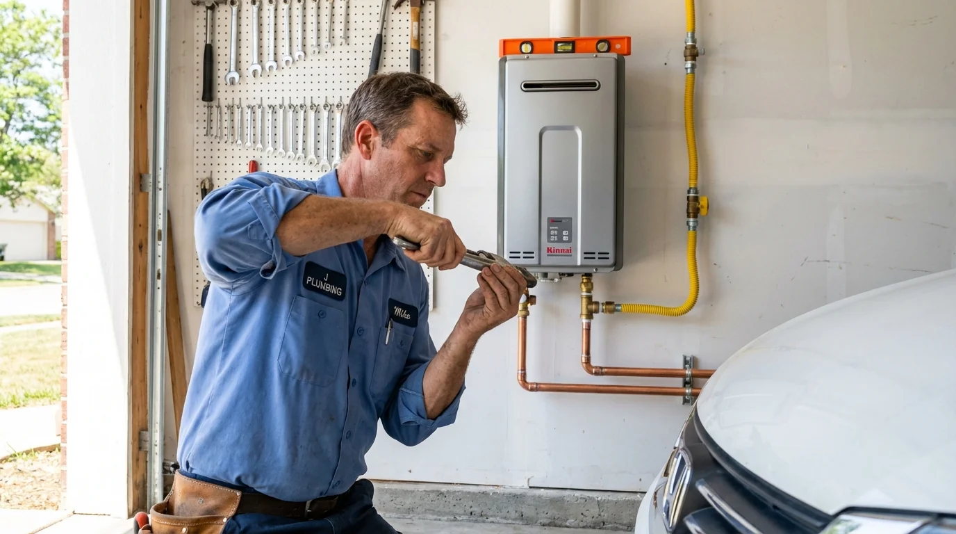 Tankless water heater installation by a Johns Plumbing LLC plumber in Port Allen